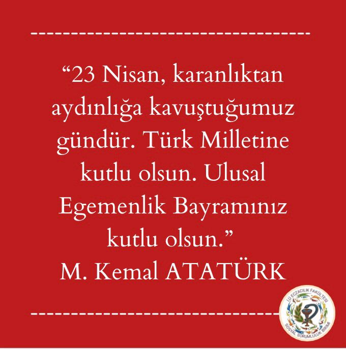 iueczSSB's tweet photo. Bugünün küçükleri yarının büyükleri olan çocuklarımızın 23 Nisan Ulusal Egemenlik ve Çocuk Bayramı kutlu olsun 🇹🇷
#23NisanKutluOlsun #23NisanUlusalEgemenlik #23NisanMutluOlsun #23Nisan1920 #iueczssb #sosyalsorumluluk https://t.co/hcd9hOXoj8