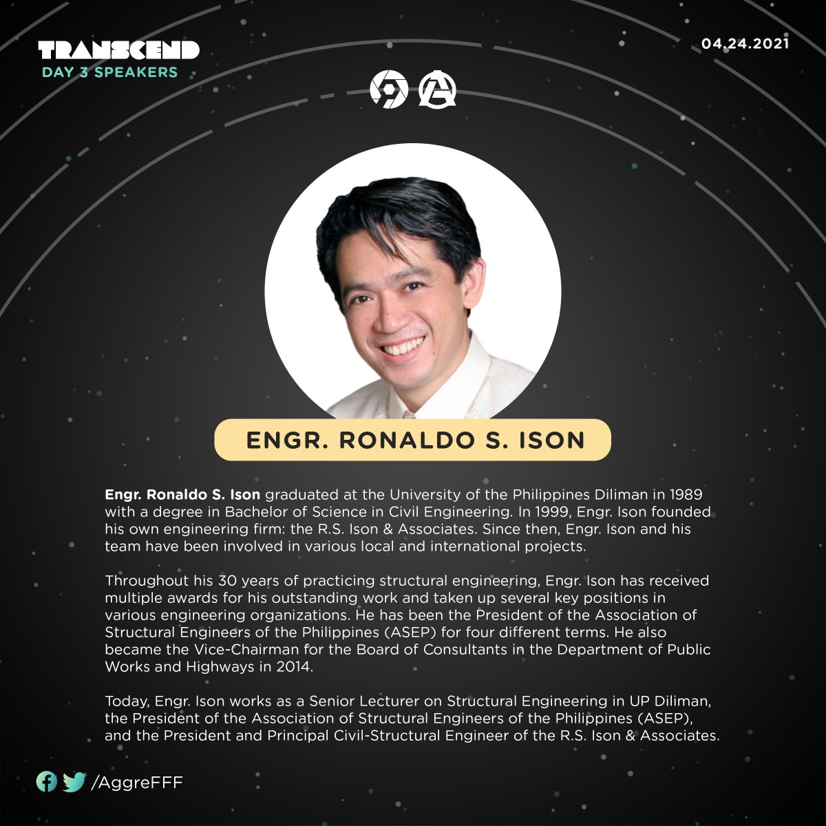 AggreFFF's tweet photo. Day 3: Manifest Speakers
ENGR. MICHAEL V. GONZALEZ 
ENGR. RONALDO S. ISON

#FFF6
#TransCEnd2021 https://t.co/vnnlieDkJr