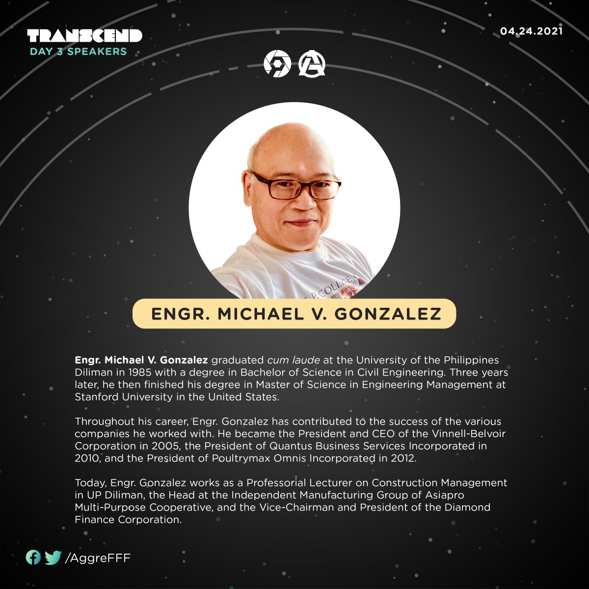 AggreFFF's tweet photo. Day 3: Manifest Speakers
ENGR. MICHAEL V. GONZALEZ 
ENGR. RONALDO S. ISON

#FFF6
#TransCEnd2021 https://t.co/vnnlieDkJr