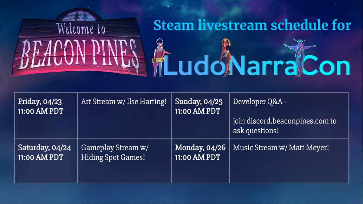 Beacon Pines S Tweet Ludonarracon Kicks Off In A Scant Few Hours We Re Excited And Honored To Showcase Beacon Pines Alongside So Many Other Wonderful Narrative Games Catch Us Live Each Day