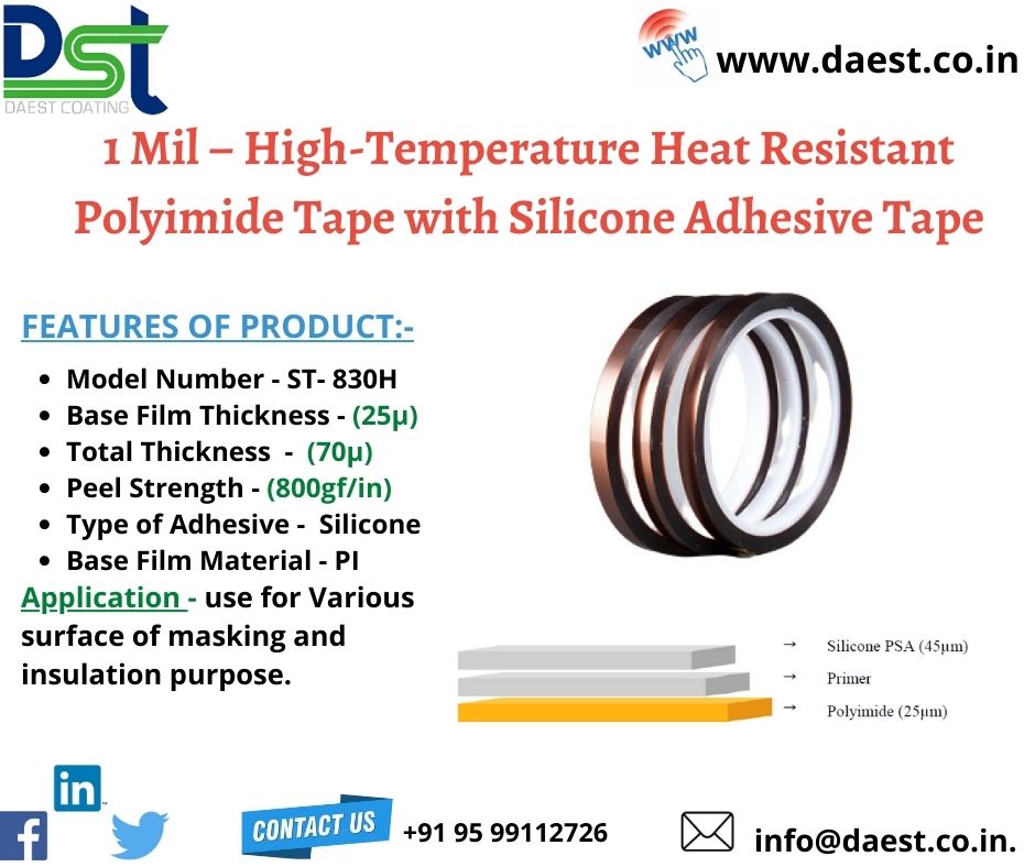 👉25micron– High-Temperature Polyimide Tape 
#hightemperature #heatresistattape #polyimidetape #siliconetape
#noidacity #manufacturer #supplier #kaptontape
🌐daest.co.in/high-temperatu…
contact us : +91 95 99112726