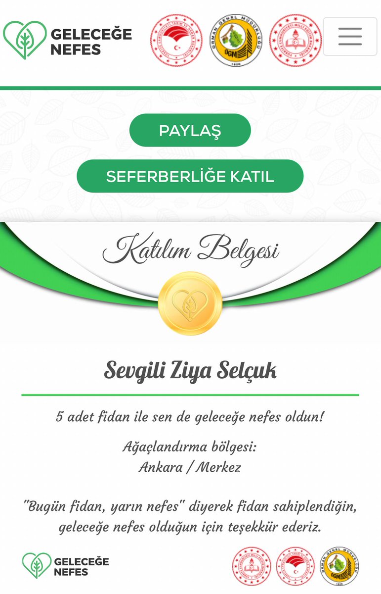 Fidanlar da çocuklar gibi yarına köklerle tutunmanın en güzel sembolü.

İstiyoruz ki bu Çocuk Bayramı’nda fidanlarımızın da fidanı olsun; 13 milyon çocuğumuz 23nisan.gelecegenefes.com adresinde 13 milyon fidanla buluşsun.

Haydi fidanımızı sahiplenelim çocuklar.  #23NisanMutluOlsun