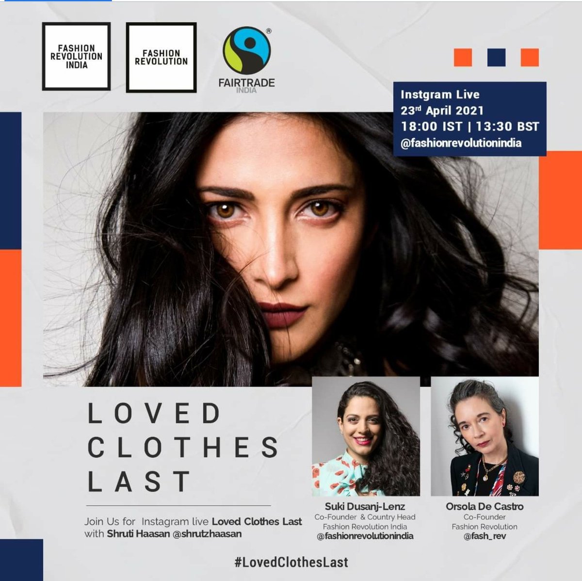 ⏰  Today- you don’t want to miss this @ 18:00 IST // 13.30 BST with @fash_rev & @Fash_RevIndia; live on Instagram for #FashionRevolutionWeek. Fashion Love Stories with @sukidusanj & @OrsolaDeCastro  Join us...

 #WhoMadeMyClothes #WhatsInMyClothes #WhoMadeMyFabric