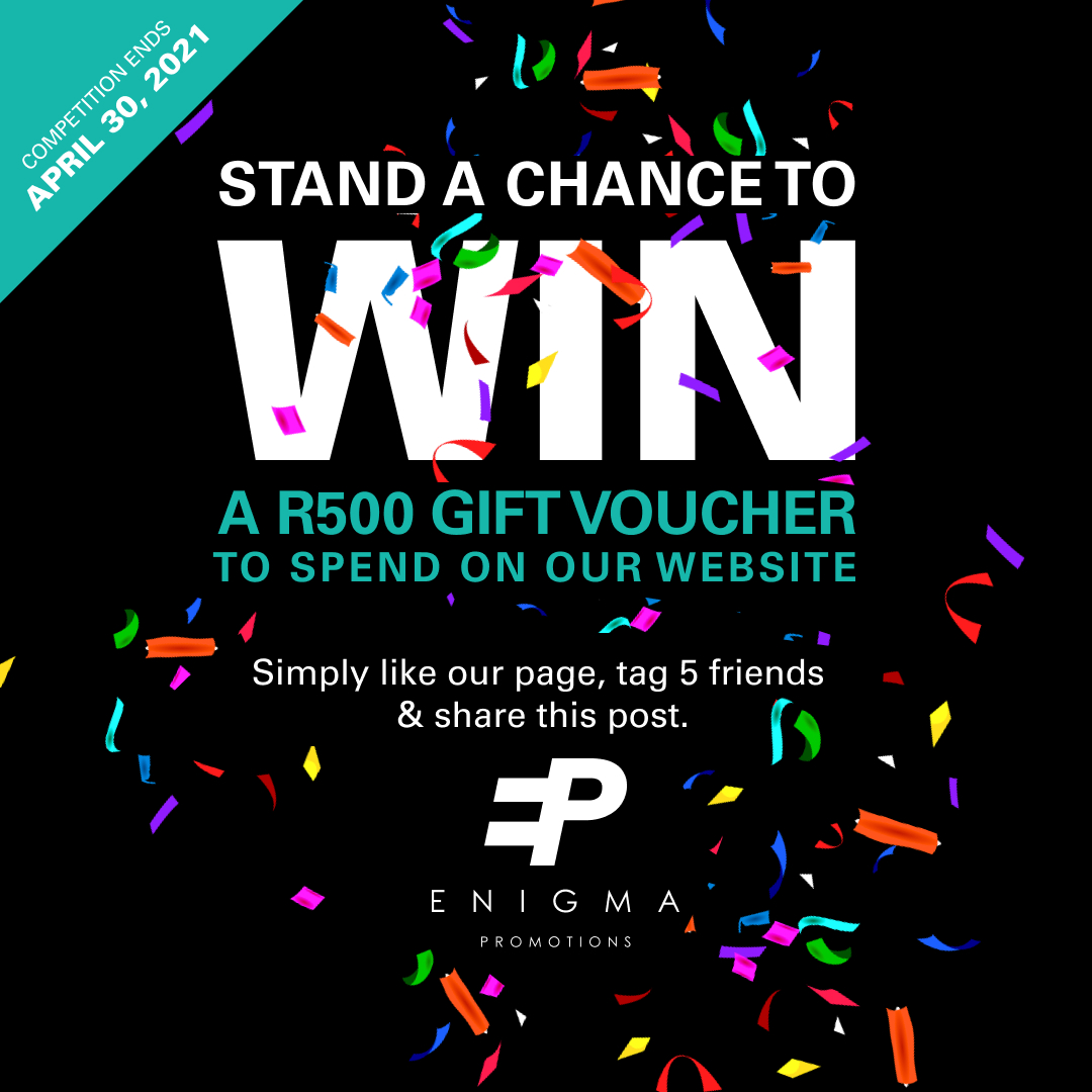 Stand a chance to win a R500 gift voucher to spend on our website enigmapromo.co.za. Simply like our page Enigma Promotions, tag 5 friends, &amp; share this post. 🙂
 
Competition ends, April 30, 2021.

#GiftVoucher #GiftVouchersAvailable #Competition #EnigmaPromo #SouthAfrica
