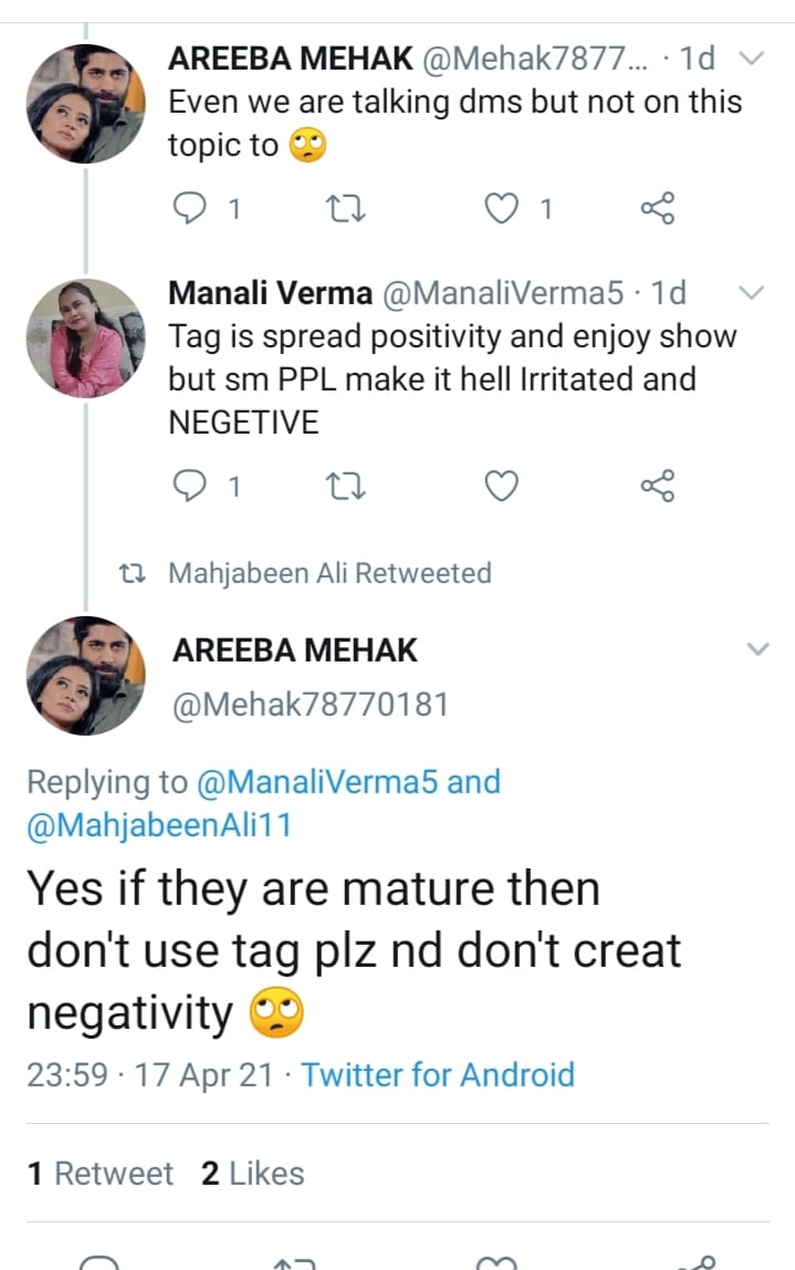  @SamIHA_official at first u cursed me then u were confused because you saw some ss & were reacting. but do people curse during roza and 'tit for tat' wow  @Mehak78770181 you didn't even let go of my parents these were d worst tweets I've ever read  #IshqMeinMarjawan2  #RrahulSudhir