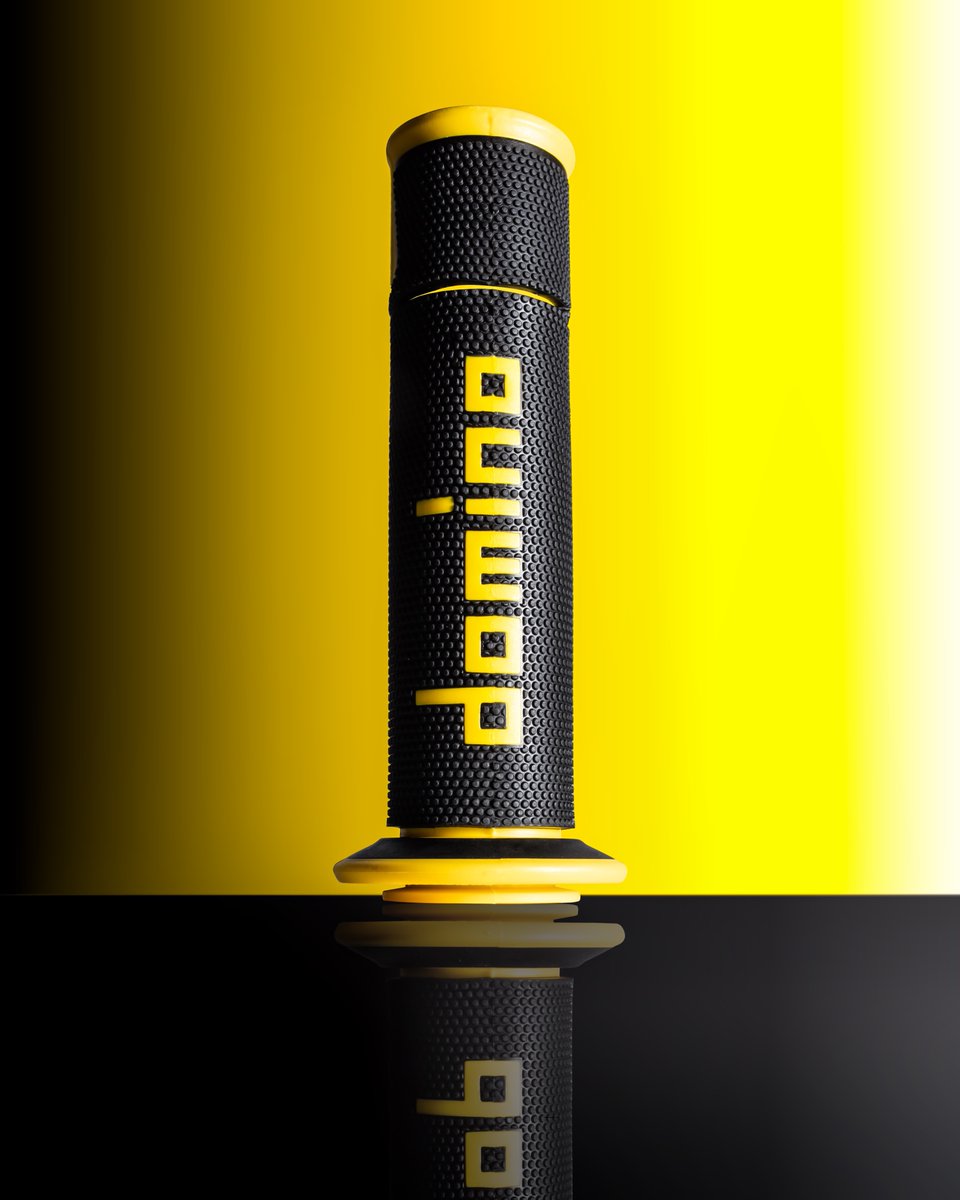 RacingDomino's tweet photo. Up close with our black and yellow #DominoA450 racing grips. 

Made from dual compound thermoplastic rubber that allows you to stay firmly connected to your bike under the most demanding situtaitons. ⚡️💪

#DominoRacing #DominoControl #DominoPower #readtorace #GP #MadeInItaly https://t.co/7slgdP4KdJ