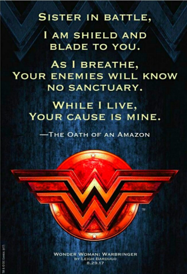 JustplainLyn's tweet photo. The oath of an Amazon! 💯 https://t.co/q5wp2h8KNE