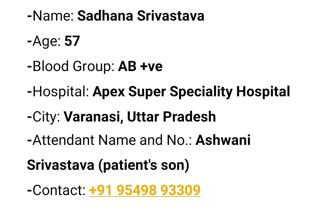 Madhuvanti4's tweet photo. Urgently require a AB+ MALE plasma donor who has recently recovered from Covid at VARANASI. The family will take care of the donors travel expenses. Patient is very critical. https://t.co/QBngZMKB2U