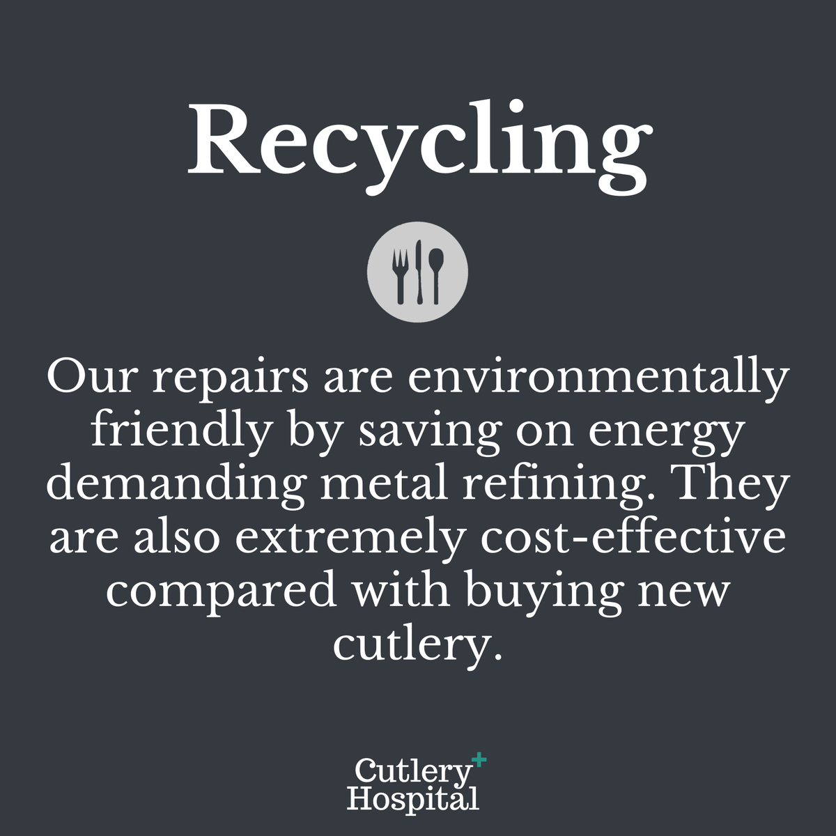 HospitalCutlery's tweet photo. Sending your #silverware to us to be repaired is the environmentally friendly option 🍴♻️

Not only this, but it is also much cheaper than buying new! 

Get in touch today for a quote 📩

#environment #recycling #renewables #restoration #cutleryhospital #repair #madeinsheffield https://t.co/jputxwrn0U