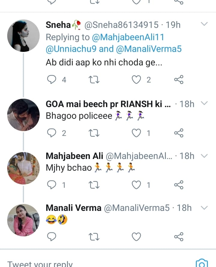  @ManaliVerma5 Manali aunty I give you permission you can post anything and could you please tell this 'extreme' your spelling was wrong but still I got it right  @Sneha86134915 ha kya kare ab kuch log case file kar rahi thina toh hum sab kese bachegi. police  #IshqMeinMarjawan2