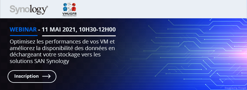 🗓️Retrouvez nous le 11 Mai pour une session exclusive avec #Synology &amp; #VMUGFR 
Inscription : 69df5e85.sibforms.com/serve/MUIEALVH…
Participez à ce webinar Synology, apprenez-en plus sur nos solutions, et vous aurez une chance de gagner un NAS Synology DS220+ !