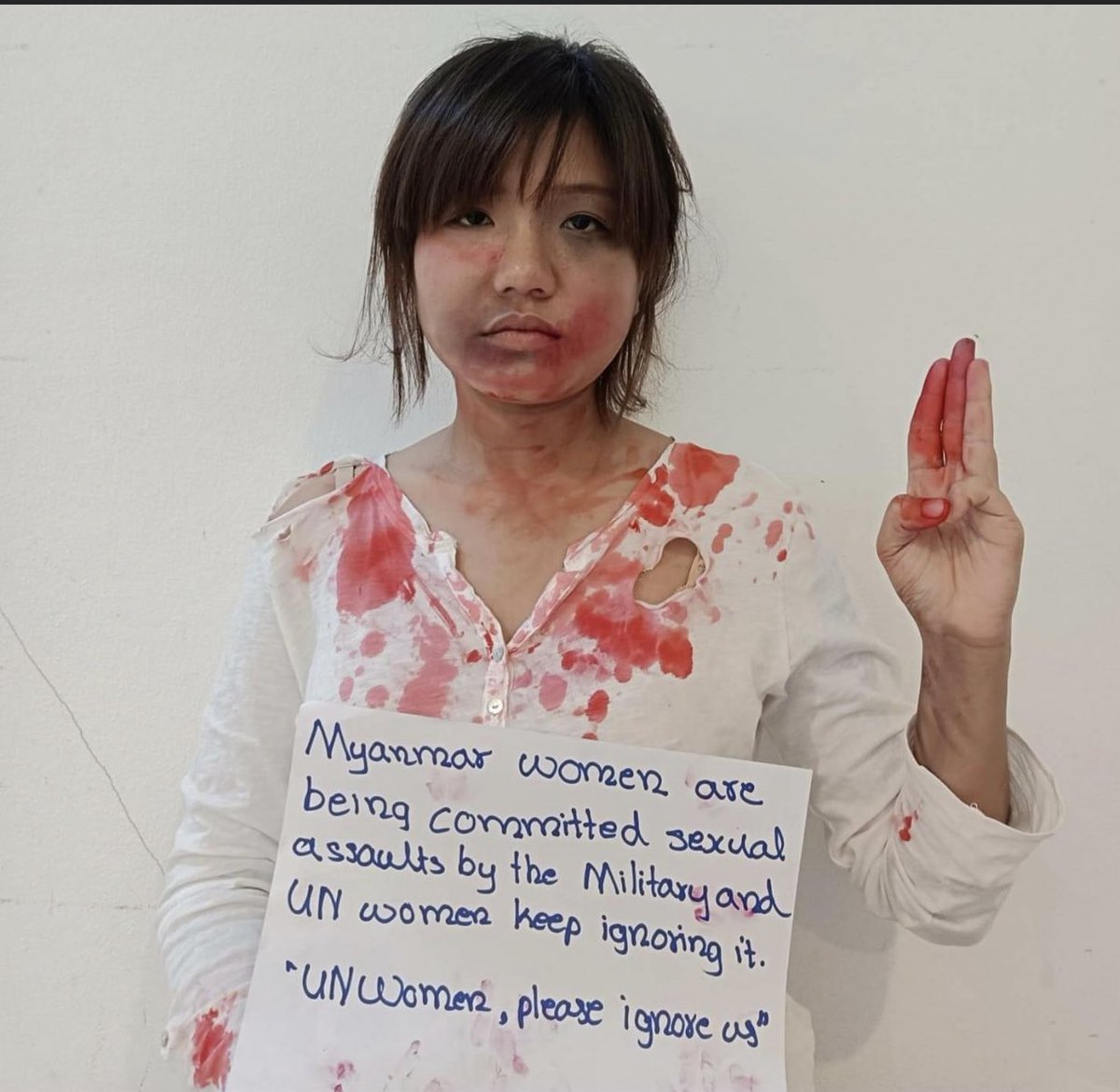 Myanmar women are being committed sexual assaults by the Military and UN women keep ignoring it. 
" UN women, please ignore us"

#RejectMyanmarMilitaryCoup 
#UNWomen 
#whatshappeningnowinmyanmar #MilkTeaAlliance #CrimesAgainstWomen #CrimesAgainstHumanity #Myanmar