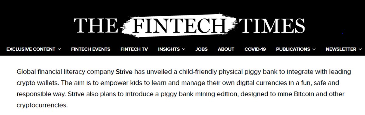 strivecoin's tweet photo. @thefintechtimes on @strivecoin #Bitcoin piggy banks for kids to teach about the future of moneyπ·ππ
https://t.co/3VSlHIA9ql
#BTC #piggybank #fintechnews #fintechtimes #edtech #crypto #cryptocurrecny #financialeducation #strive https://t.co/9pEEft1Ie6