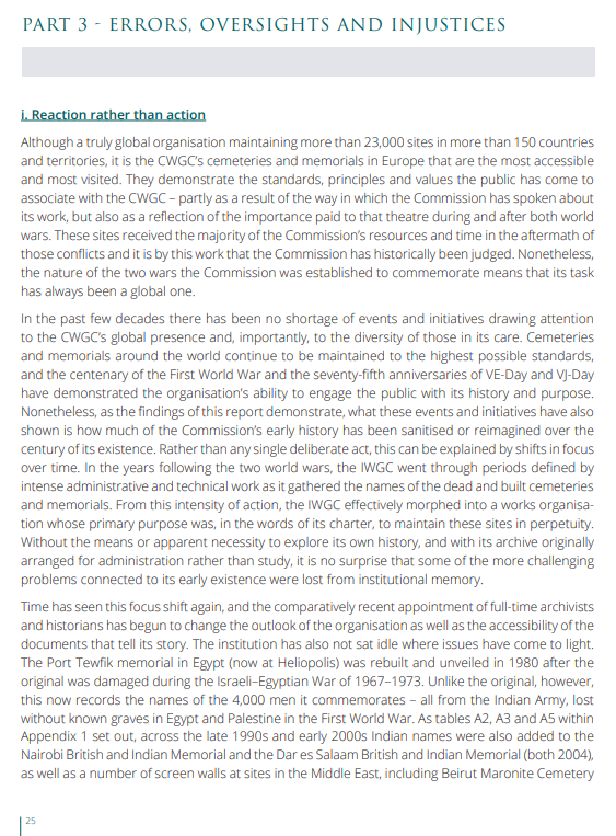 "Nevertheless, despite identifying problems & quietly putting them right, it is fair to say that theCWGC has, historically, not gone looking for them." CWGC "[arguably] slow to absorb & engage with the findings of external research that hasshown wider-spread problems." /10