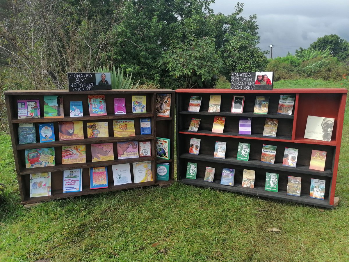 ...these are the first two complete bookshelves donated to our community library...currently, there are four bookshelves being built that are paid for...we need fourteen morePlease donate a bookshelf for yourself, business or NPO...it cost R800 per bookcase...  #worldbookday