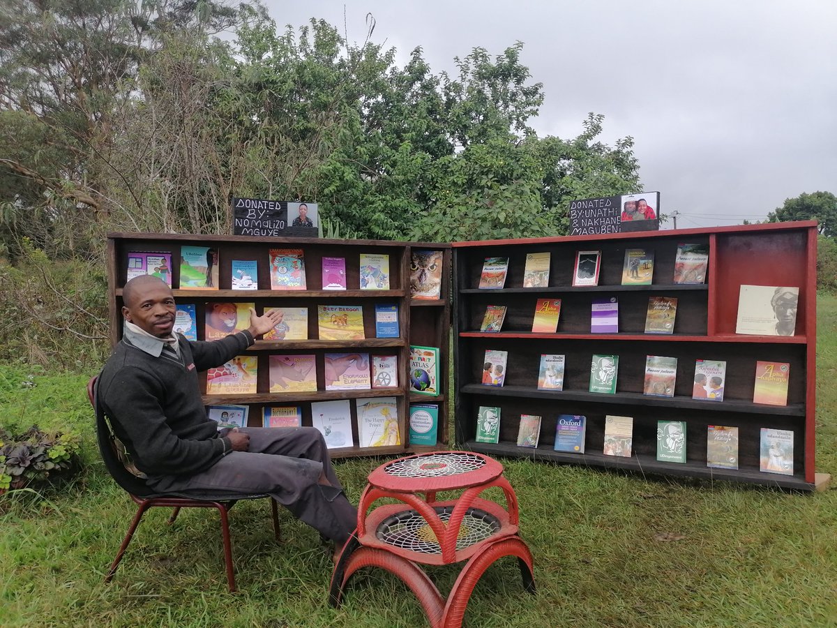 ...these are the first two complete bookshelves donated to our community library...currently, there are four bookshelves being built that are paid for...we need fourteen morePlease donate a bookshelf for yourself, business or NPO...it cost R800 per bookcase...  #worldbookday