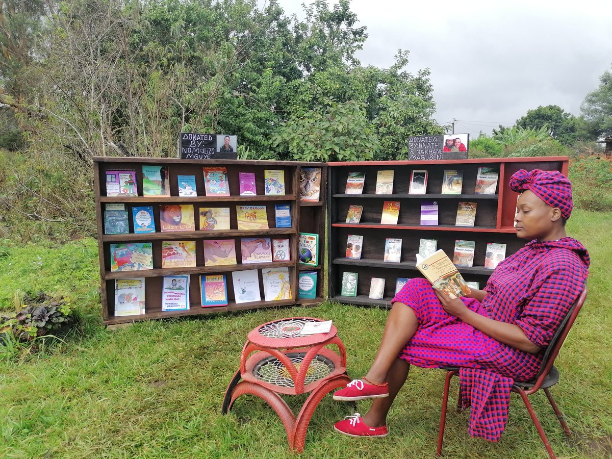 ...these are the first two complete bookshelves donated to our community library...currently, there are four bookshelves being built that are paid for...we need fourteen morePlease donate a bookshelf for yourself, business or NPO...it cost R800 per bookcase...  #worldbookday