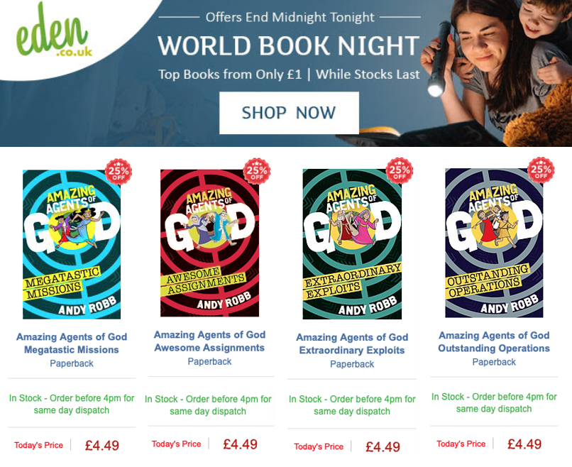 A nice promo for Amazing Agents of God on <a href="/edencouk/">Eden.co.uk</a>  today... bit.ly/2QRwzEB <a href="/AndyKRobb/">Andy Robb</a> <a href="/Waverleynews/">Waverley Abbey</a>