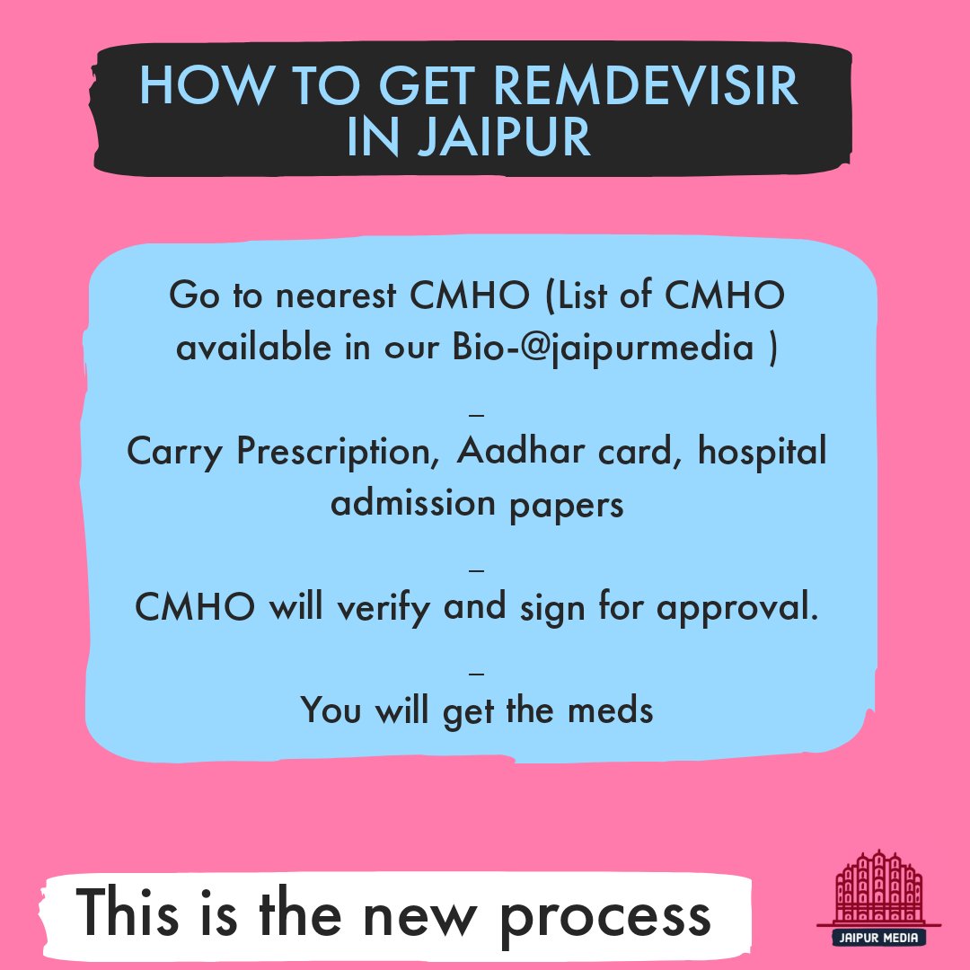 New process to get Remdesivir in Rajasthan,from late night rajasthan government has changed the system.
.
Follow @jaipur_media for more updates of Covid Rajasthan
.
#jaipur #jaipurcity #rajasthan #jaipurmedia #rajasthandairies #jaipurnews #covid19 #covid