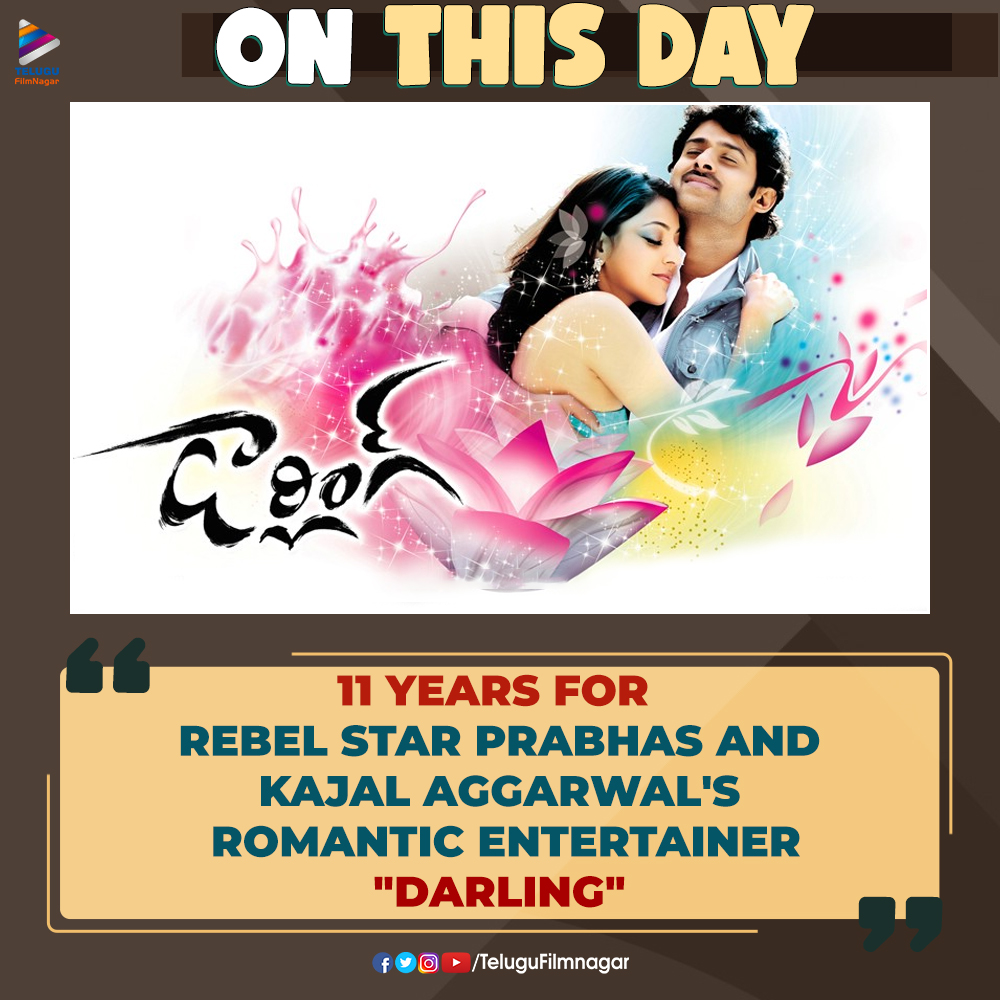 telugufilmnagar's tweet photo. 11 Years ago on this day Rebel Star #Prabhas and #KajalAggarwal's romantic entertainer #Darling directed by #AKarunakaran was released.
#11YearsForDarling #GVPrakashKumar #TeluguFilmNagar https://t.co/YY9GBfQivW