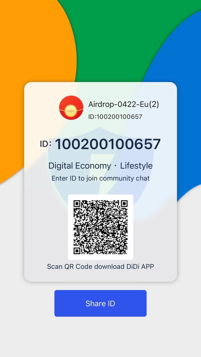 Cwallet (@cwalletofficial) on Twitter photo Grab 😍200 CDB($10)
⏰4.23 - 4.30
Rule:
1️⃣Click didimessage.page.link/c2Sd to
download DIDI app
2️⃣Restricter & Fill invitation code【11043079】
3️⃣Join group【100200100657】
4⃣️Bind DIDI ID in my.cctip.io/twitter/activi…
@cctip_com airdrop 800000 CDB 4000 Grab 😍200 CDB($10)
⏰4.23 - 4.30
Rule:
1️⃣Click didimessage.page.link/c2Sd to
download DIDI app
2️⃣Restricter & Fill invitation code【11043079】
3️⃣Join group【100200100657】
4⃣️Bind DIDI ID in my.cctip.io/twitter/activi…
@cctip_com airdrop 800000 CDB 4000