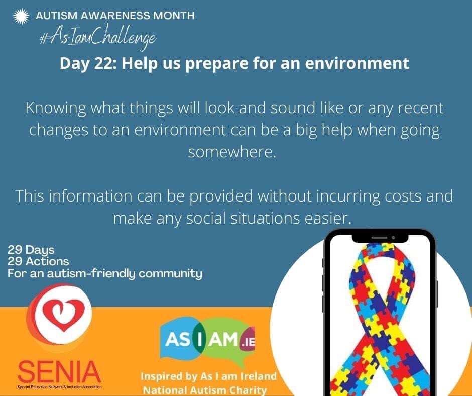 seniaworldwide's tweet photo. We're coming into the final stage of the #AsIAmChallenge and our action is to help us prepare for an environment. #SENIAcommunity #autismawareness https://t.co/QvAPGVKRLp
