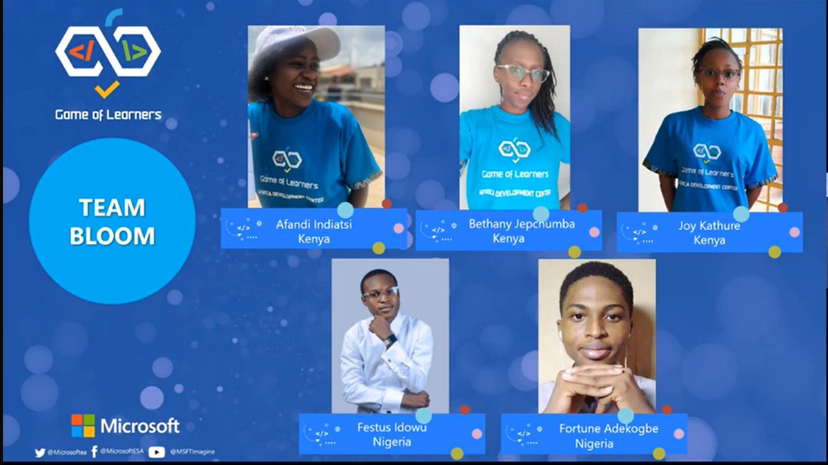MicrosoftADC's tweet image. Congratulations TEAM BLOOM, the overall winner of the #MicrosoftADC #GameOfLearners Season 2!
Follow their journey here: msft.it/6017VpjwJ