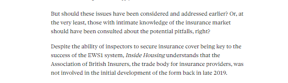 You would have thought that those who know most about the insurance market would be key players or advisors during the development of the form. That doesn't seem to have been the case 
