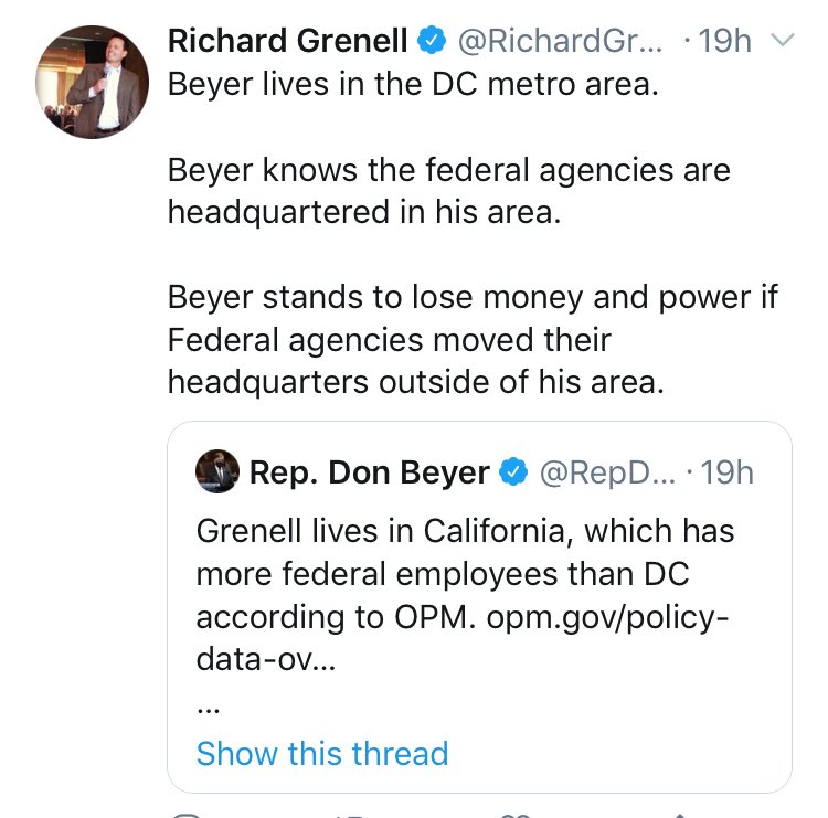 5/  @RichardGrenell has been drawing attention to this fact all dayIt’s not about the employeesIt’s where the HQS ARE LOCATED>> The seats of PowerSoon to be in 1 (likely sovereign) State& the SC will confirm/ignore constitutional violationsB/C they’re OCCUPIED