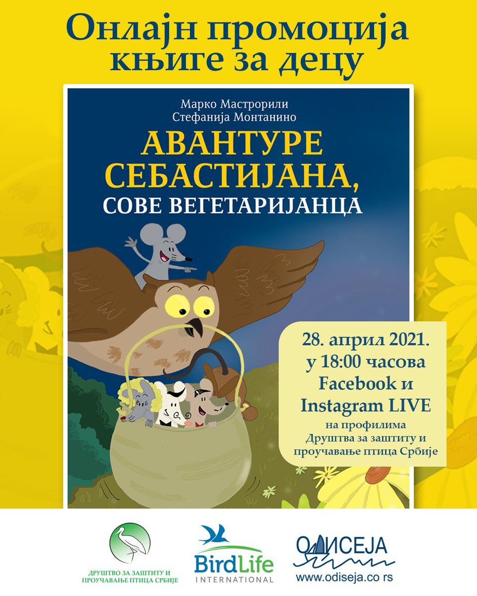 BirdLifeSerbia's tweet image. 📖 PREDSTAVLJAMO knjigu za decu: "Avanture Sebastijana, sove vegetarijanca".

🌳🦉 Sova Sebastijano i miš Erkolino postaju prijatelji i udruženim snagama spasavaju šumu. 🐭🌳

👉 Pročitajte više o knjizi i odmah poručite svoj primerak na ovom linku: pticesrbije.rs/avanture-sebas…