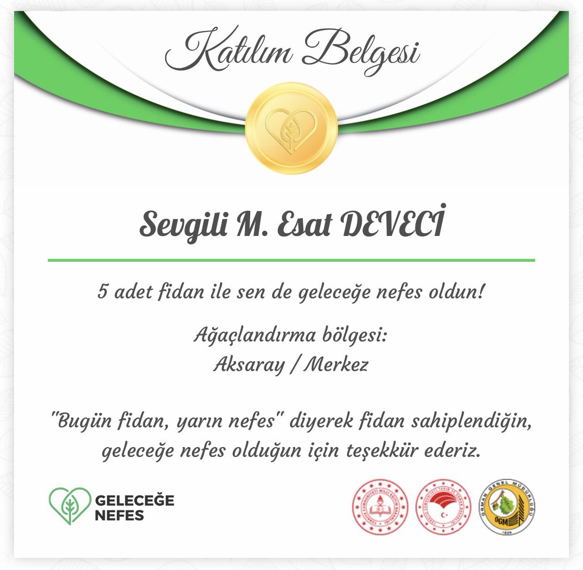 Siz de fidan sahiplenin, geleceğe nefes olun. 23nisan.GelecegeNefes.com paylas.gelecegenefes.com/2021/paylas-23… @hmzaydg <a href="/brahimKler2/">İbrahim Kılıçer</a> <a href="/Aksaray_MEM/">Aksaray İl Millî Eğitim Müdürlüğü</a> <a href="/haciomerkartal/">Hacı Ömer KARTAL</a> <a href="/Eskil_MEM/">Eskil İlçe Milli Eğitim Müdürlüğü</a>