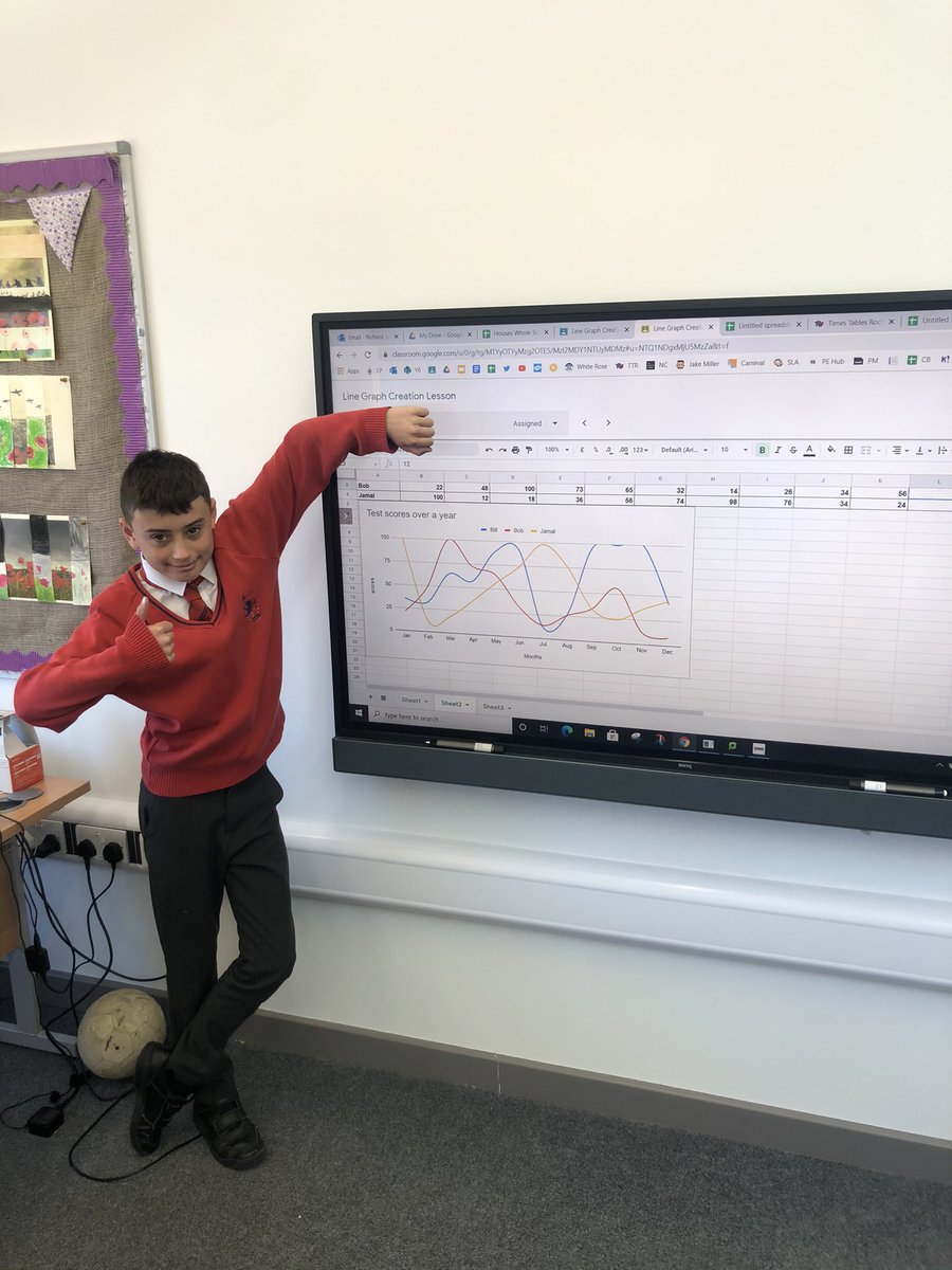 Mr Jones’ class have been drawing and interpreting line graphs all week..... on Friday they learnt that Google Sheets can plot them quickly and beautifully for you! They all created their own. #WEPA_Computing #WEPA_Year6 #WEPA_Maths
