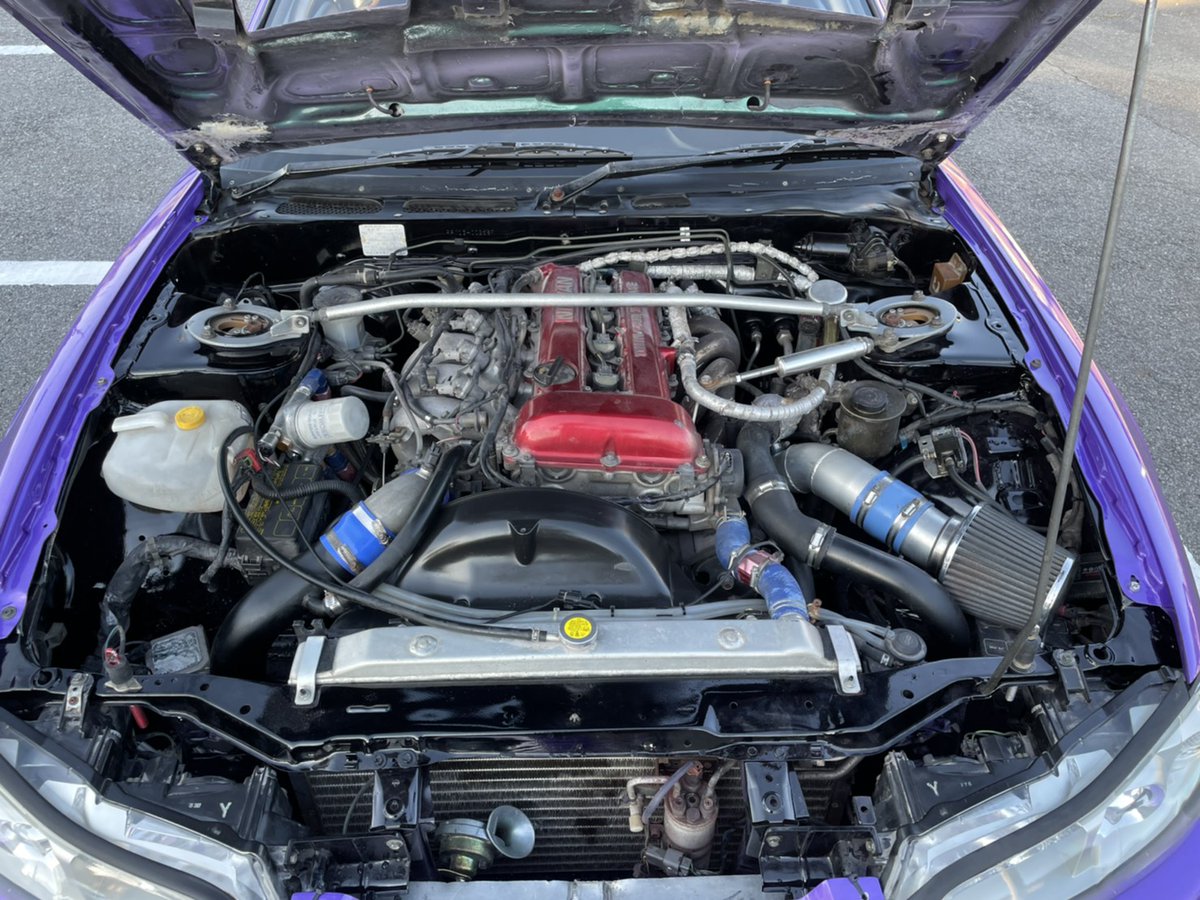 mikeracing311's tweet photo. ニッサン　180SXフェイスS15　
H3/3　車検なし　
走行距離→150,000km
☆コンピューターパワーFC
☆タービンHKS GTRS
☆社外エキマニ
☆社外フロントパイプ
☆550cc サードインジェクター
☆メタルヘットガスケット
☆社外アルミオイルパン
☆オイルキャッチタンク
☆アルミラジエーター https://t.co/AJB19vUGOY