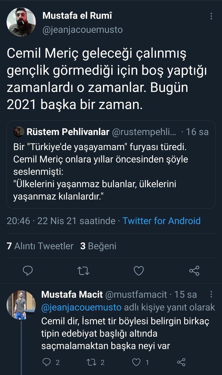 C. Meriç Kurtuluş Savaşında çocuk 2. dünya harbinde gençti. Lisede yazdığı yazı yüzünden okuldan kovuldu. Yokluğun yoksulluğun dibini gördü, köy okullarında öğretmenlik yaptı. Karneyle ekmek yağ un lüküs aldı. 40 yaşında da kör oldu. Asıl siz geleceği çalınmış genç görmemişsiniz.