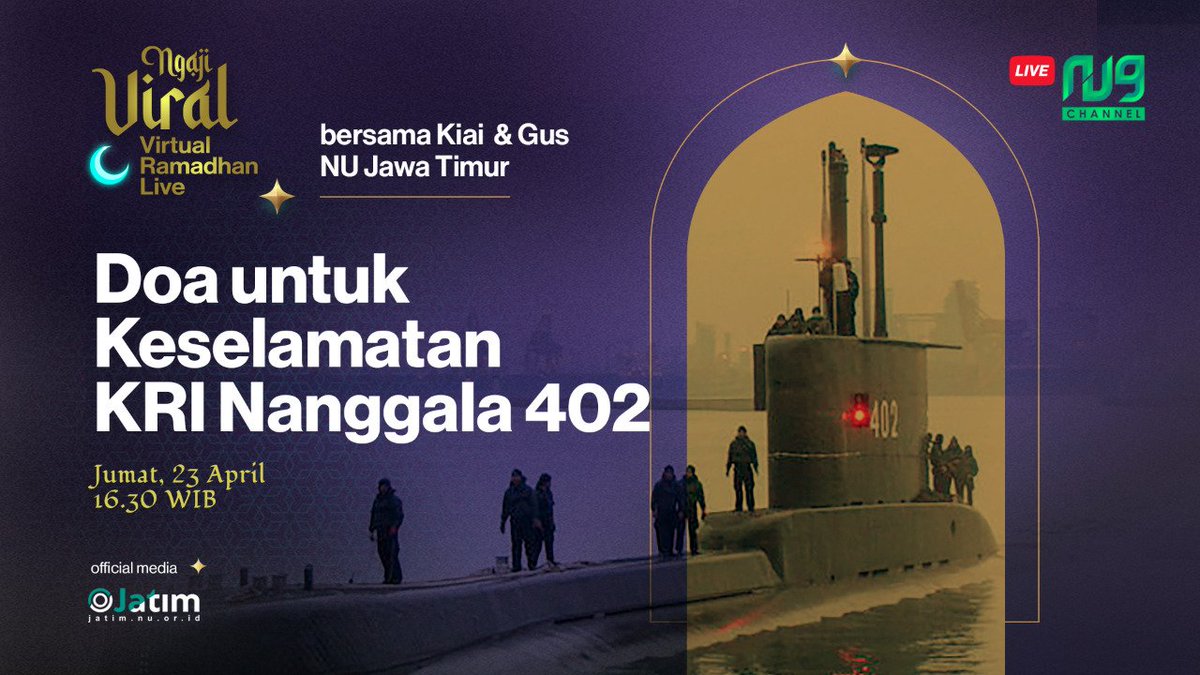 PWNU Jatim Ajak Masyarakat Panjatkan Doa untuk Awak KRI Nanggala-402, 

Simak Live *Doa untuk KRI*:  youtu.be/ES-zmkdA5A0