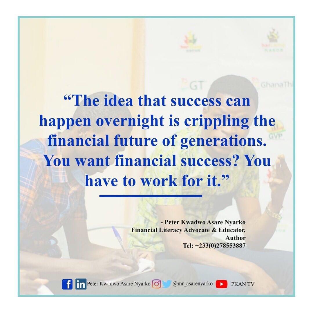 mr_asarenyarko's tweet photo. The idea that success can happen overnight is crippling the financial future of generations. You want financial success? You have to work for it!
#FinancialSuccess #FinancialPlanning #JustDoIt #BuildAStrongFoundation
#Author #Advocate #Educator https://t.co/TUZliSg1iN
