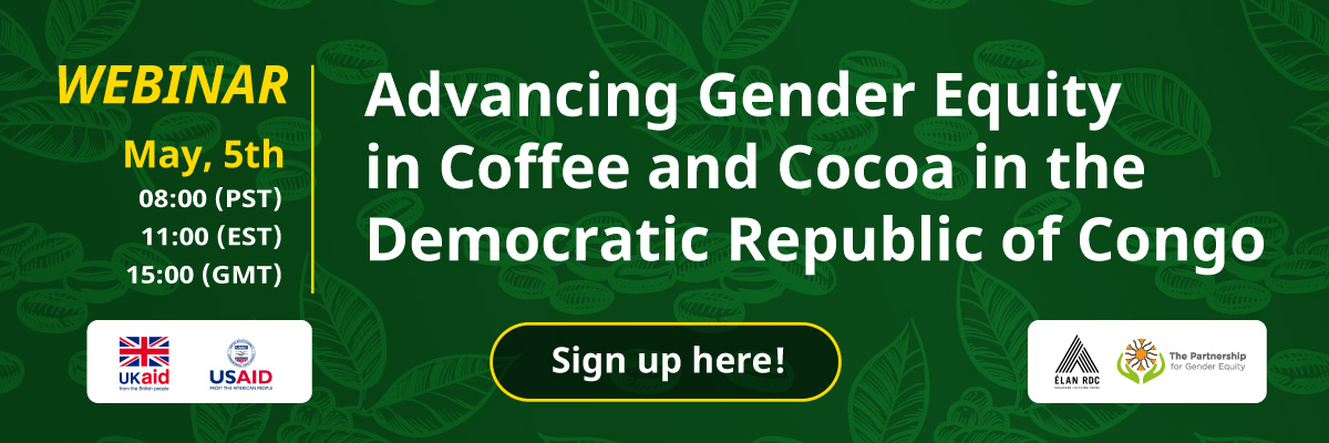 ELANRDC's tweet image. Sign up for our upcoming webinar ! On May 5, 2021, the @EqualOrigins  will host a webinar entitled Advancing #Gender #Equity in #Coffee in the #DRC. 

Link : zoom.us/webinar/regist…
