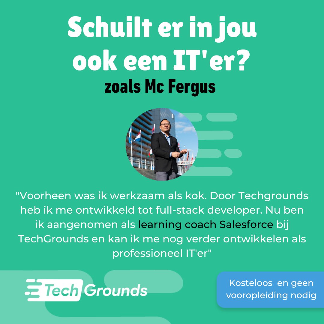 Techgrounds_NL's tweet photo. Welcome to the team Mc Fergus Soeropaiman ! Als student in de #webdevelopment opleiding was Mc Fergus al enorm behulpzaam in het overdragen van zijn kennis aan andere #TechGrounds studenten. https://t.co/xrC4ilkONG