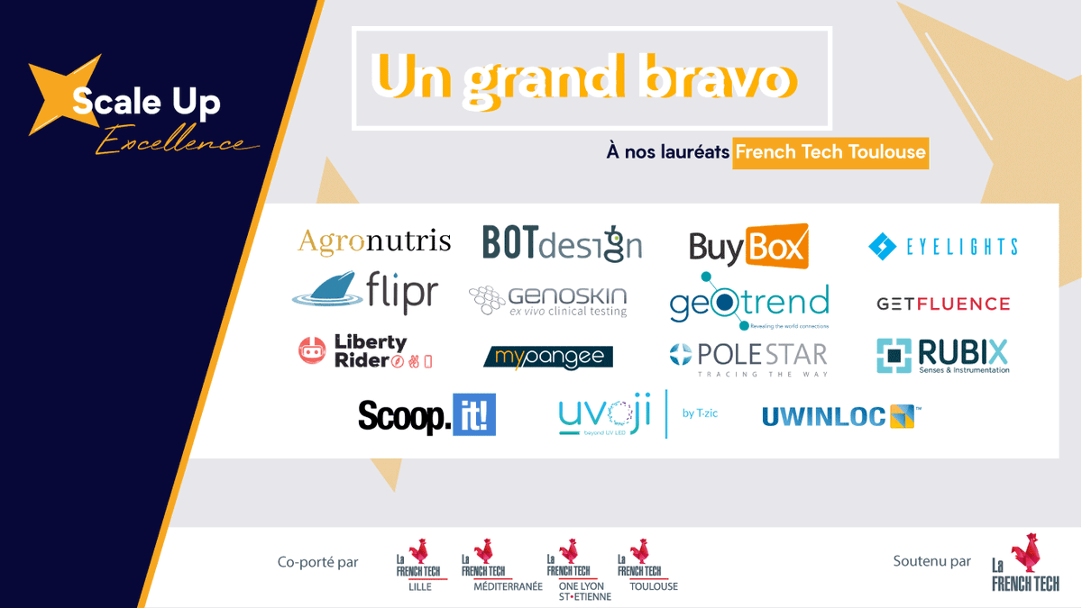 La French Tech Toulouse (@frenchtech_tlse) on Twitter photo C'est le grand jour !
Découvrez les 62 lauréats de la 1ère promotion Scale up Excellence, à l'initative de <a href="/FrenchTechOneLS/">French Tech Saint-Etienne Lyon</a>, <a href="/FrenchTechMed/">La French Tech Méditerranée</a>, <a href="/FrenchTechLille/">La French Tech Lille</a> et <a href="/FrenchTech_Tlse/">La French Tech Toulouse</a> 🤩
Parmi eux, 15 belles pépites toulousaines 🚀
Pour en savoir plus ➡️ docs.google.com/spreadsheets/d… C'est le grand jour !
Découvrez les 62 lauréats de la 1ère promotion Scale up Excellence, à l'initative de <a href="/FrenchTechOneLS/">French Tech Saint-Etienne Lyon</a>, <a href="/FrenchTechMed/">La French Tech Méditerranée</a>, <a href="/FrenchTechLille/">La French Tech Lille</a> et <a href="/FrenchTech_Tlse/">La French Tech Toulouse</a> 🤩
Parmi eux, 15 belles pépites toulousaines 🚀
Pour en savoir plus ➡️ docs.google.com/spreadsheets/d…