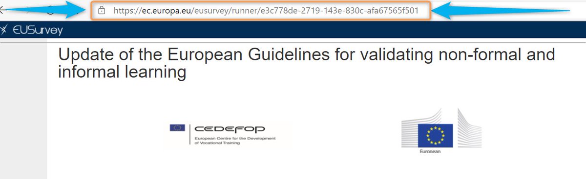 📢We're updating the #EUGuidelines on #validation          👇
ec.europa.eu/eusurvey/runne…
We want to know what you think!

Take the survey and let us know how to improve them!
#ValidationEurope #VNFIL #RPL
Spread the word <a href="/Cedefop/">EU_Cedefop</a> <a href="/etfeuropa/">European Training Foundation 🇪🇺</a> <a href="/EU_Commission/">European Commission</a> <a href="/EU_Social/">EU Social 🇪🇺</a> <a href="/rpl_network/">RPLPractitionersIreland</a>