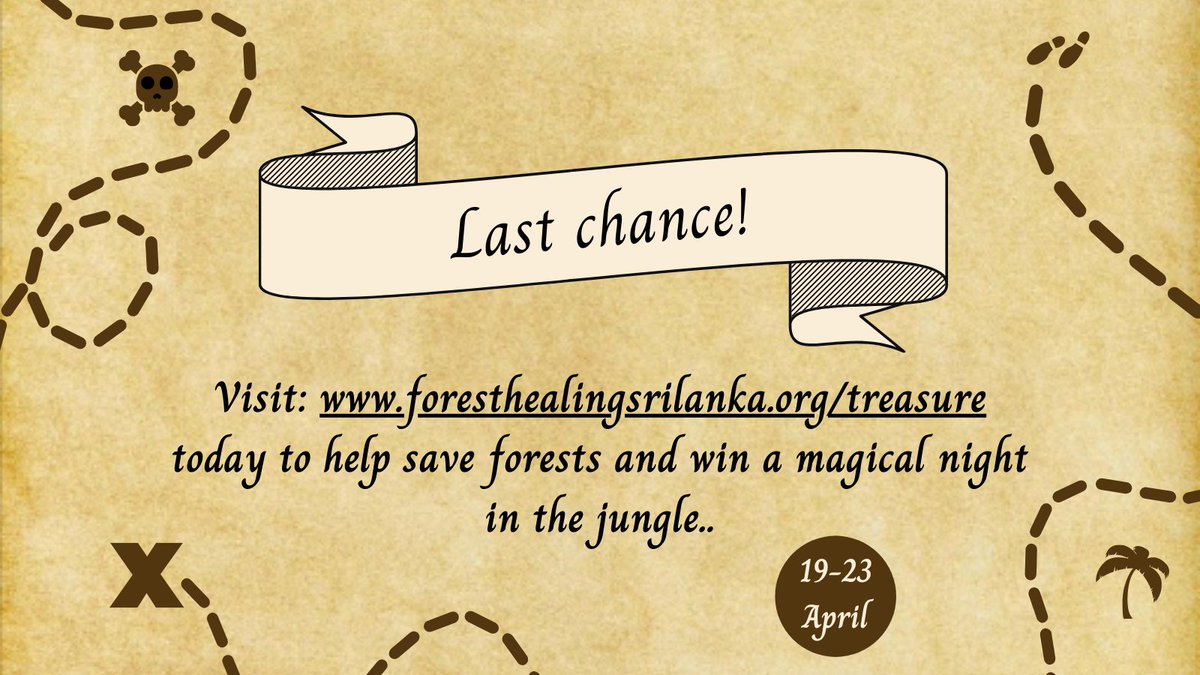 Today is your last chance to join in our forest treasure hunt and raise money to protect precious #forests in #SriLanka! Visit: foresthealingsrilanka.org/treasure to enter.

@ConservOptimism @cansrilanka @lankaenvirofund