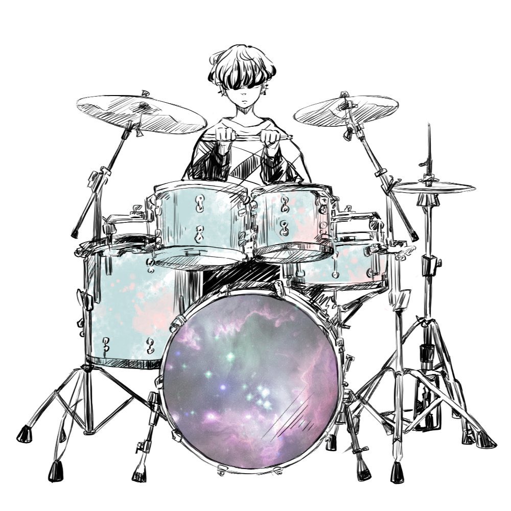 drum 1boy drum set solo instrument male focus drumsticks  illustration images