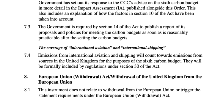It does not (yet) legislate to include international aviation and shipping in the budget, but additional regulations on that will follow https://www.legislation.gov.uk/ukdsi/2021/9780348222616/pdfs/ukdsiem_9780348222616_en.pdf