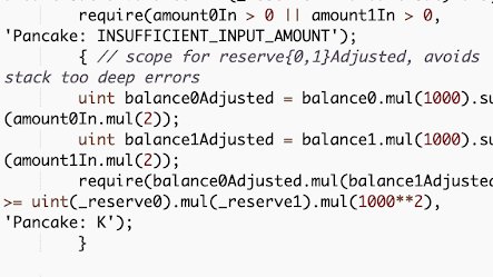 4/ On the LP pair side, __swap__ function also encodes the swap fee for constant product calculation. Here are the V1 and V2 implementation: