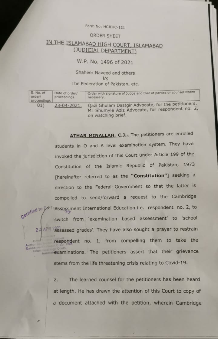 high court order and judgement