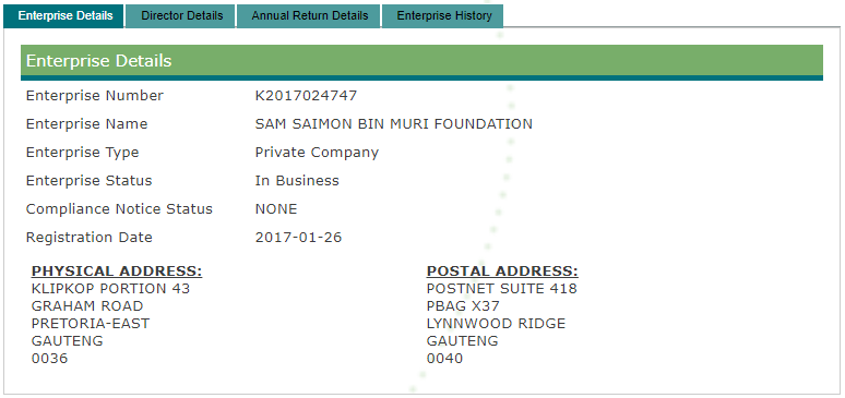 Fondse attached a mandate letter he relies on to act as representative for this money. (Remember, Sexwale is also a mandate holder ne?)Weirdly, a local "foundation" using the same name was created as early as January 2017, 18 months before Fondse was "appointed".