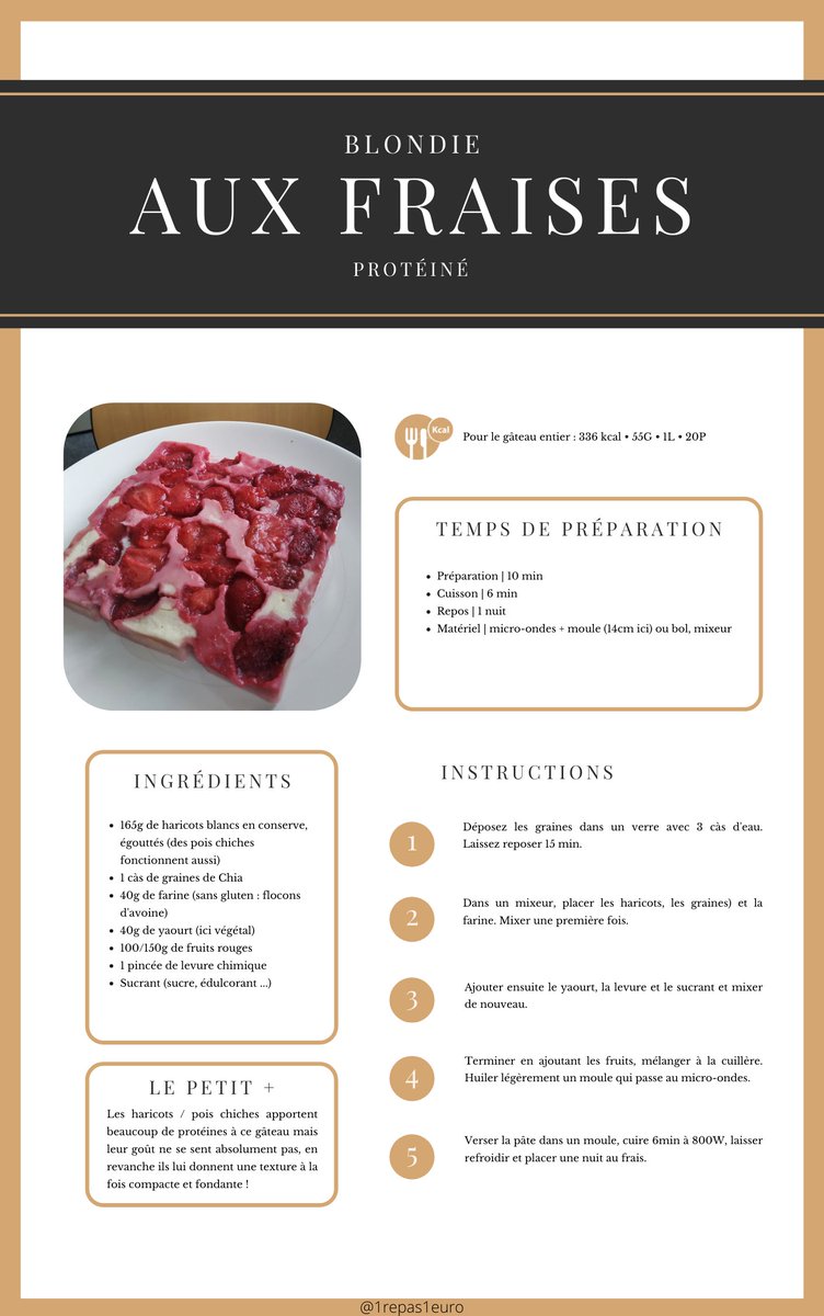 Fiche recette format A4. Ce sont des recettes hyper clean que vous pouvez sans soucis consommer régulièrement, pour ma part je mets du Stévia et pas de sucre, mais chacun fait ce qu'il veut ! Les haricots blancs c'est MAGIQUE : texture hyper fondante, 0 goût !