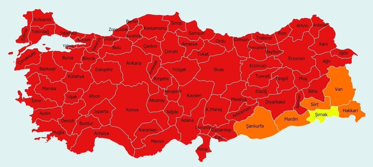 muhendisyenn's tweet photo. Sanırım kötü günleri atlattık derken daha kötüsü oldu.. 81 ilin 75'i kırmızıya döndü.

2. Sınavlar iptal edilsin.
#riskeatmayıniptaledin https://t.co/6JimaAEh9M