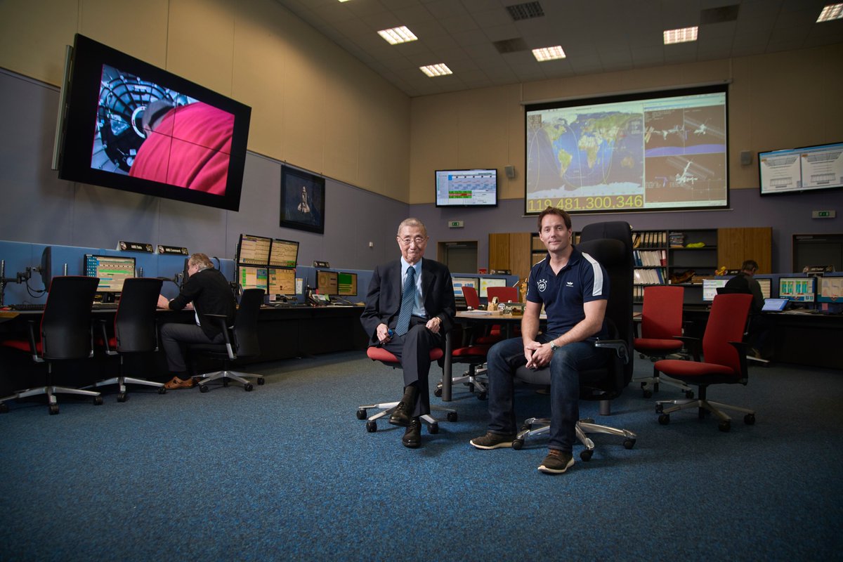 During his visit at CERN in 2018, Thomas Pesquet had the opportunity to talk to Samuel Ting, recipient of the 1976 Nobel Prize in Physics and head of the International Space Station's AMS experiment, whose control centre is based at CERN.