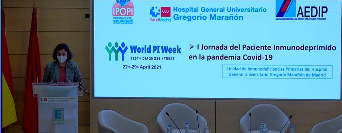 ipopi_info's tweet photo. We are glad to be at a medical meeting co-organised by @AEDIP_ASL &amp; by Hospital Gregorio Marañón, in Madrid 🇪🇸 about #PID patients in #COVID19 pandemic.
Discussing our high-risk community issues: access to treatment, special recommendations &amp; learnings from this period
#WPIW2021 https://t.co/wbFZkNVZd4